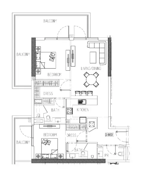 Damac Riverside Views 2 bed floor plan, 1,368 sqft