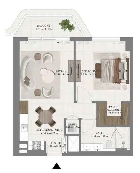 Sera 2 1 bed floor plan, 778 sqft