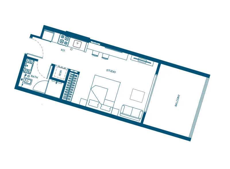 Aurora by Binghatti Studio floor plan, 465 sqft