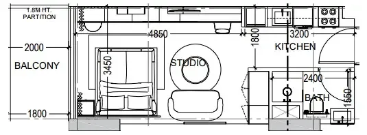 Al Haseen Residences 6 Studio floor plan, 393 sqft