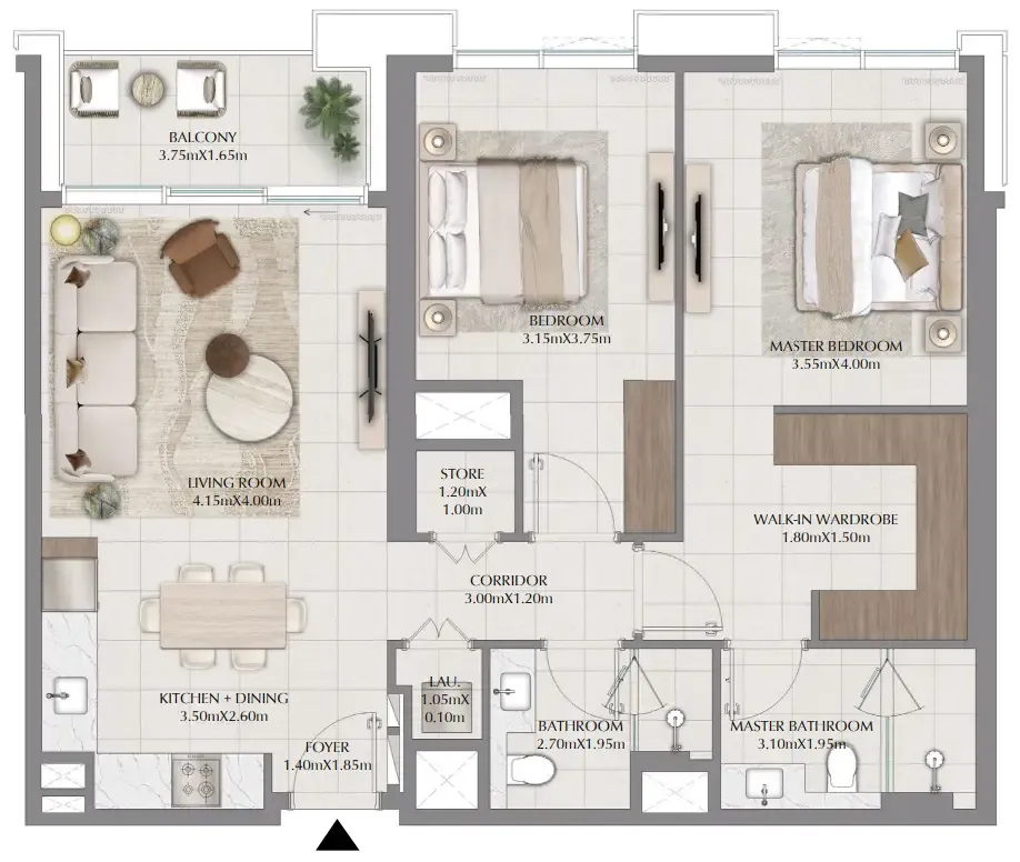 Terra Woods 2 bed floor plan, 1,113 sqft