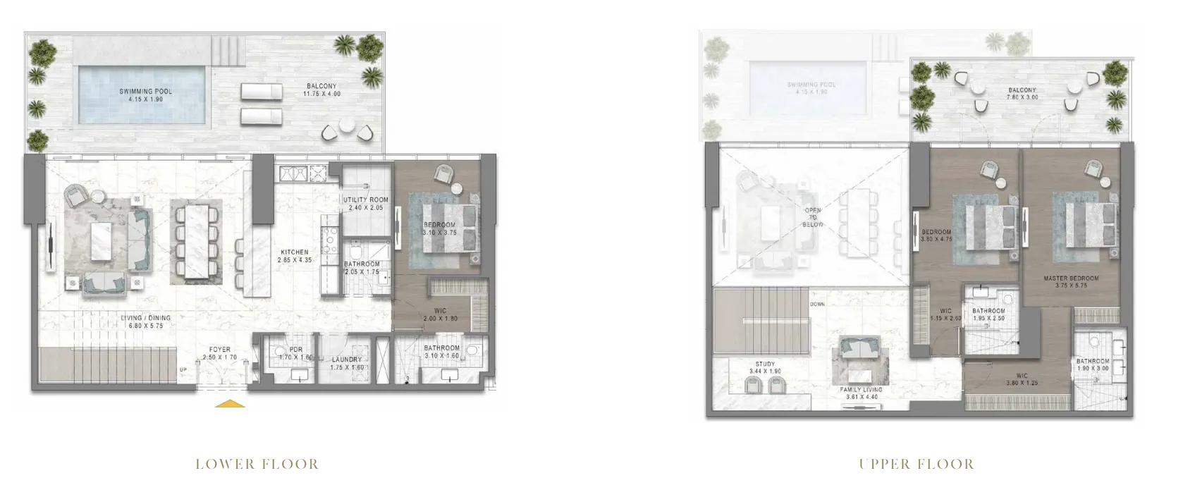 Damac Safa Gate 3 bed floor plan, 3,142 sqft