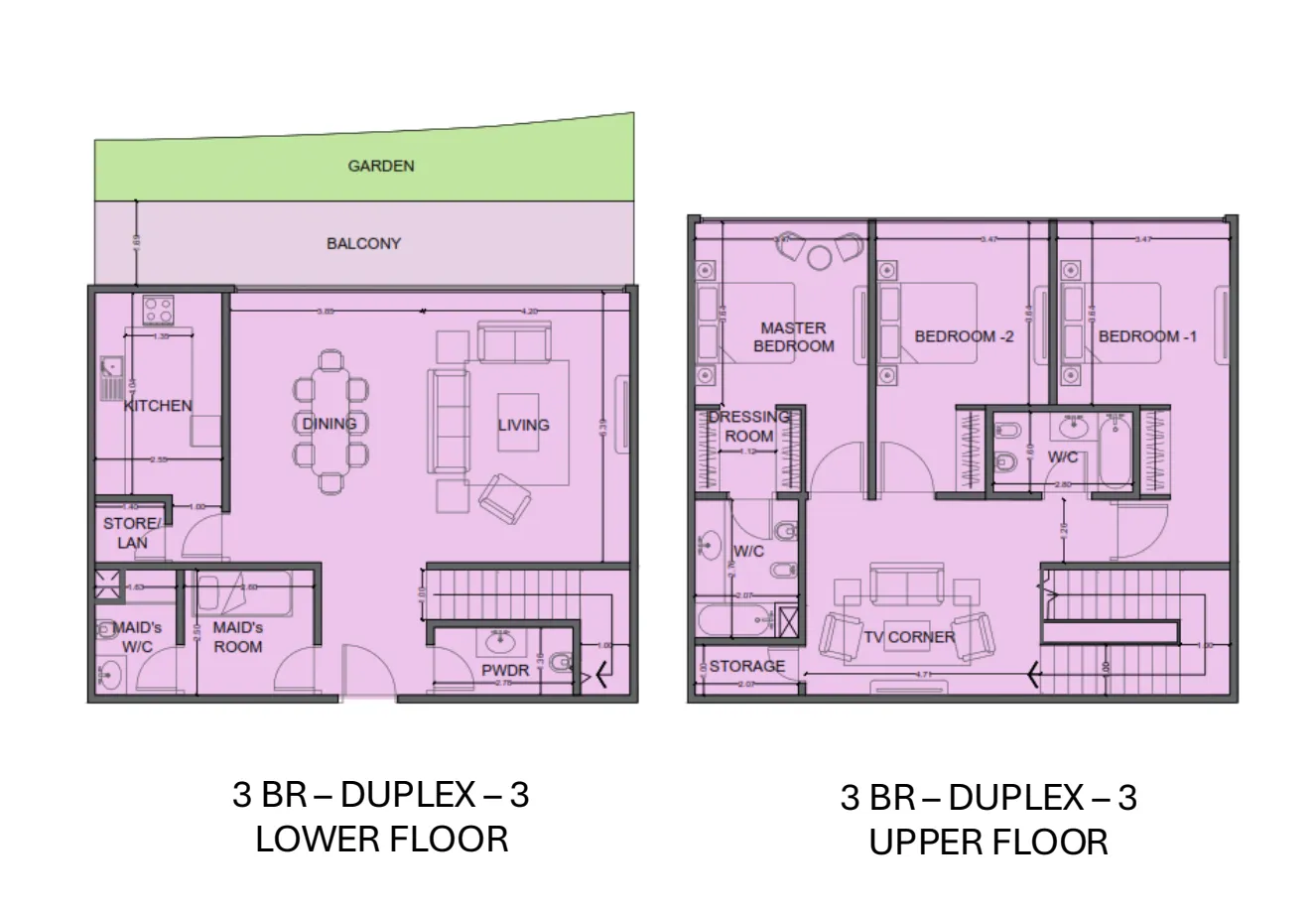 One Residence Al Reem Island 3 bed floor plan, 2,427 sqft