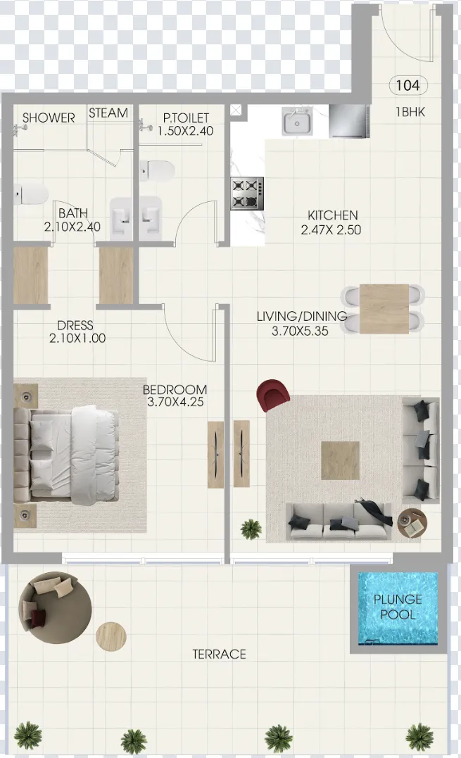 Bonds Avenue 1 bed floor plan, 983 sqft