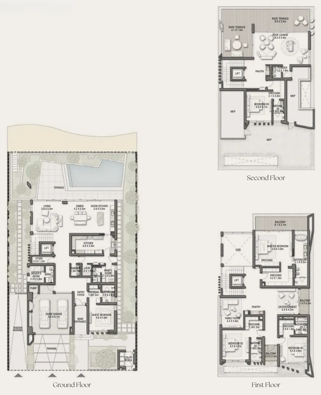 Palm Jebel Ali Villas 5 bed floor plan, 8,181 sqft