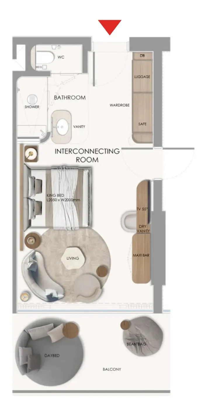 The Unexpected Al Marjan Island Hotel and Residence Studio floor plan, 484 – 493 sqft