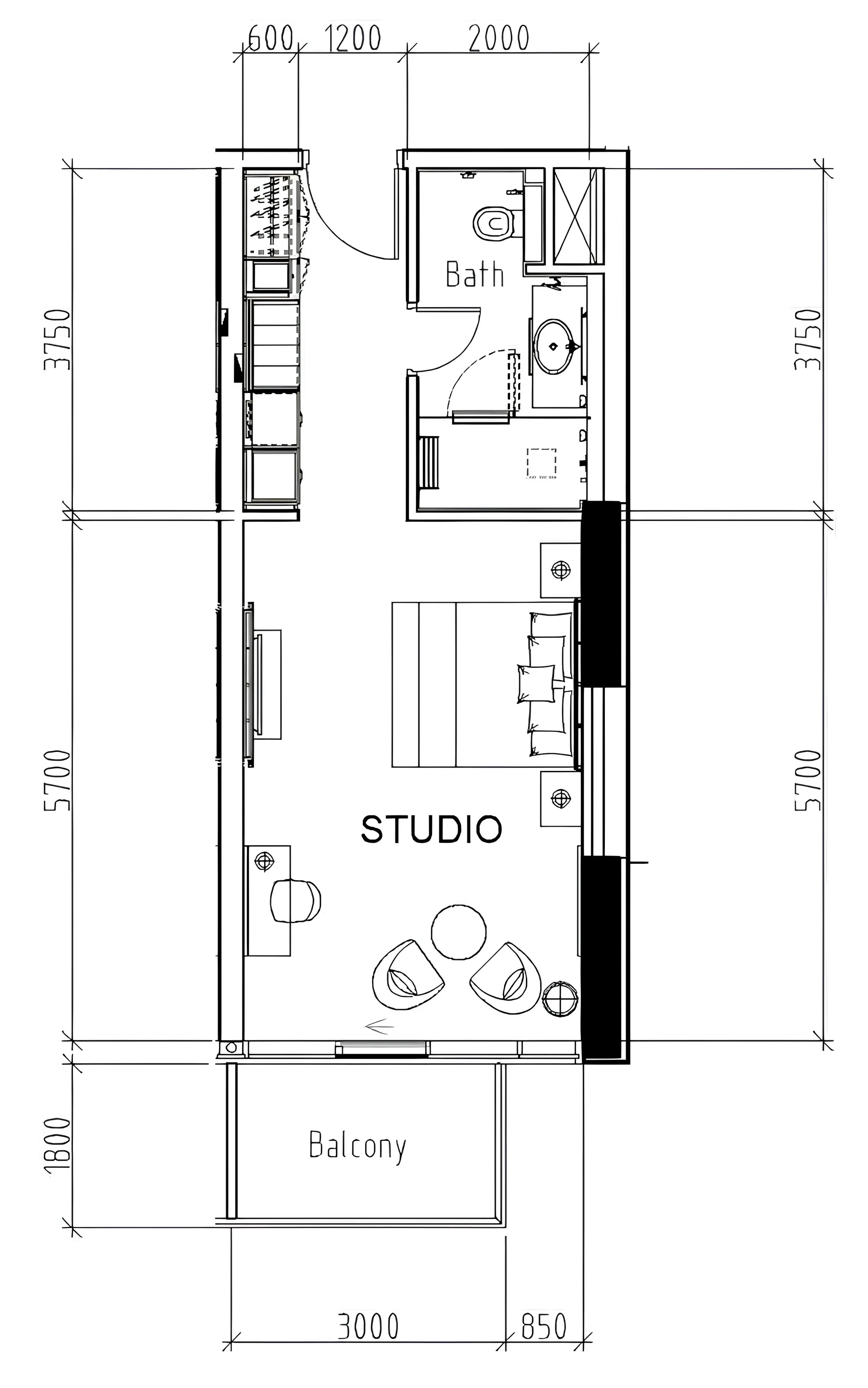 Damac Hills - Artesia Studio floor plan, 484 sqft