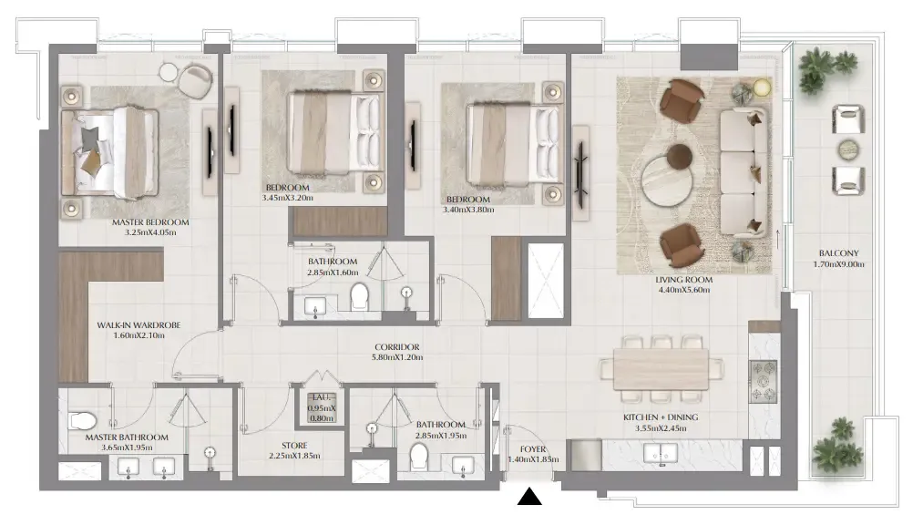Terra Gardens 3 bed floor plan, 1,676 sqft