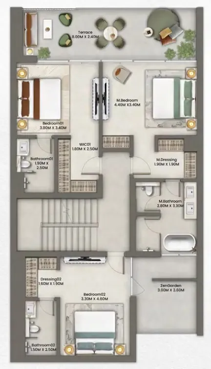 Anwa Aria 3 bed floor plan, 3,941 sqft