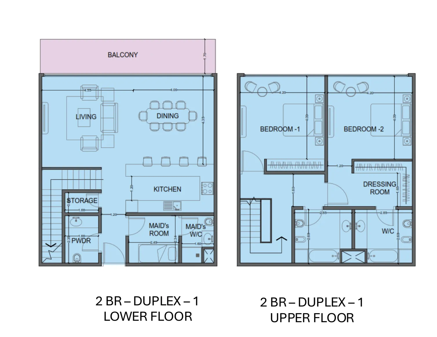 One Residence Al Reem Island 2 bed floor plan, 1,919 sqft