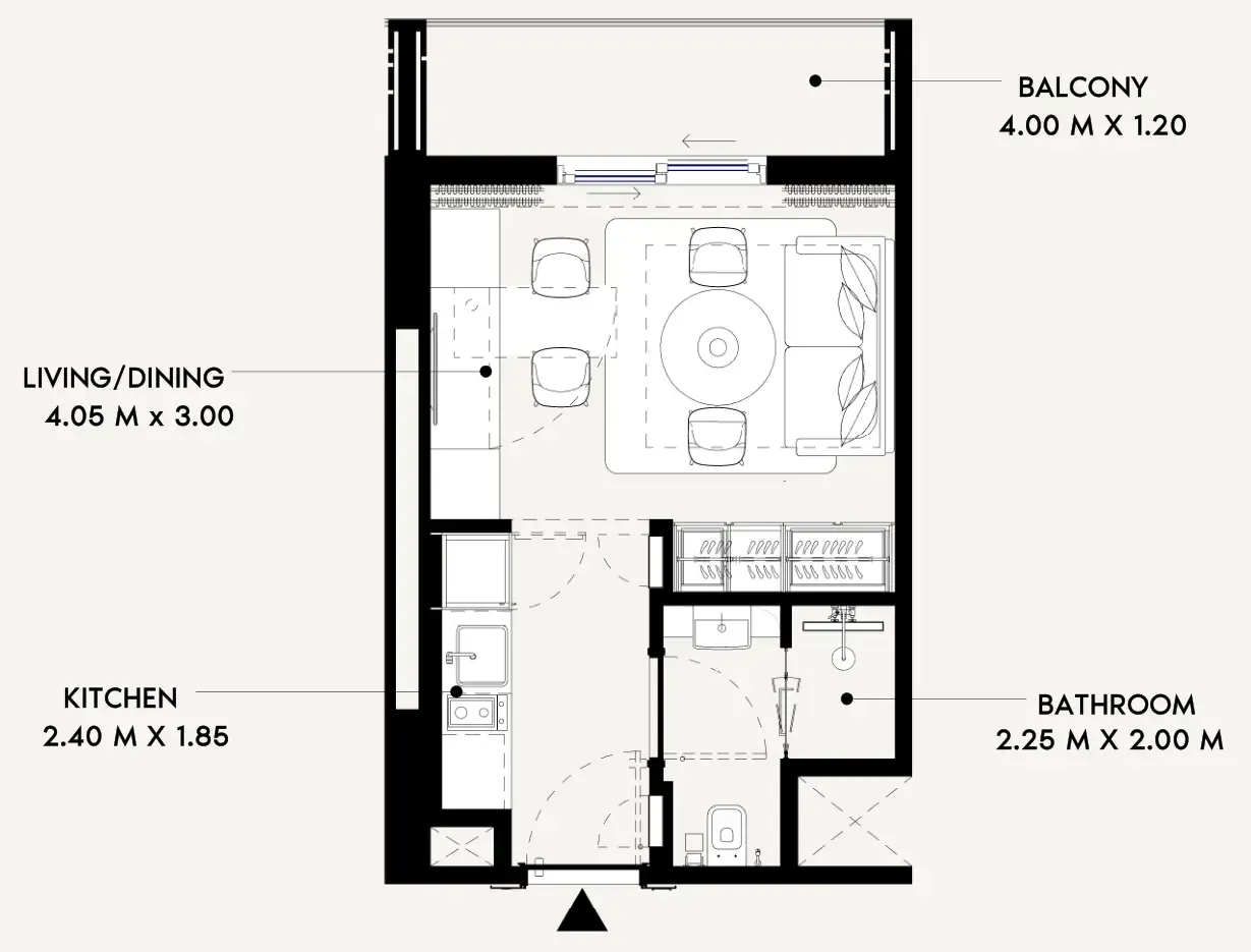 Azizi Lina Studio floor plan, 327 sqft