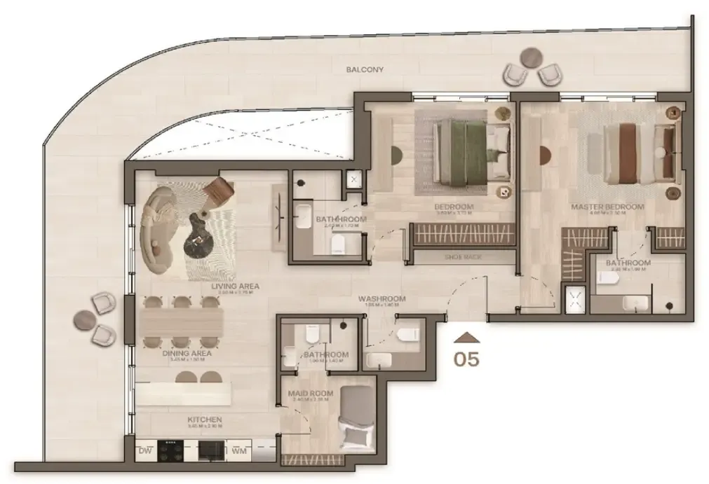 Stax 2 bed floor plan, 1,456 sqft