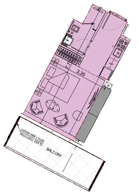 Binghatti Flare Studio floor plan, 395 sqft