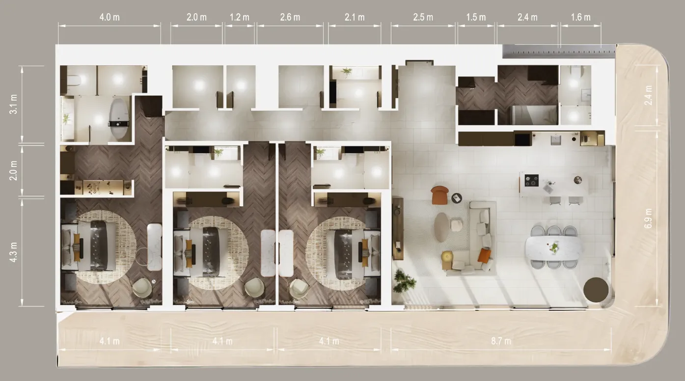 The Arthouse 3 bed floor plan, 3,090 sqft