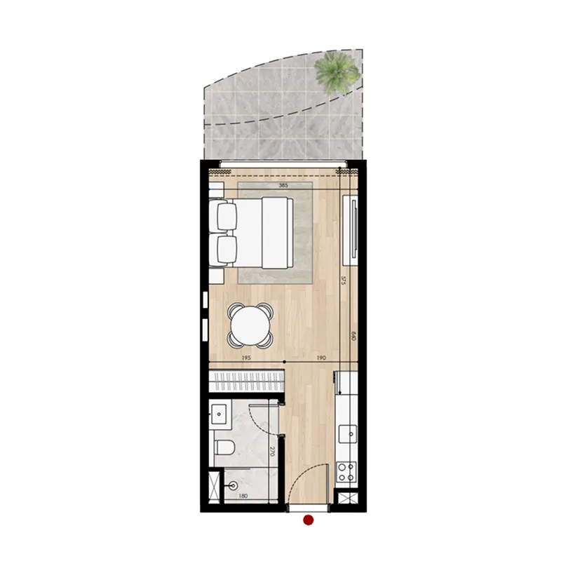 Miraggio Studio floor plan