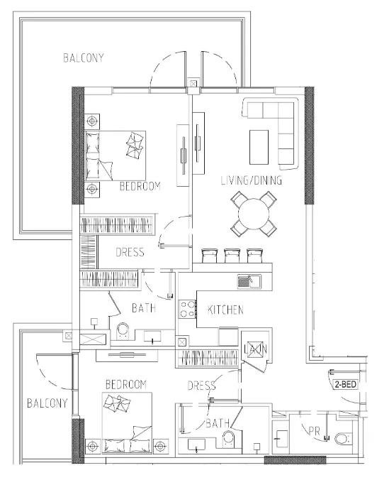 Damac Riverside Views 2 bed floor plan, 1,367 sqft