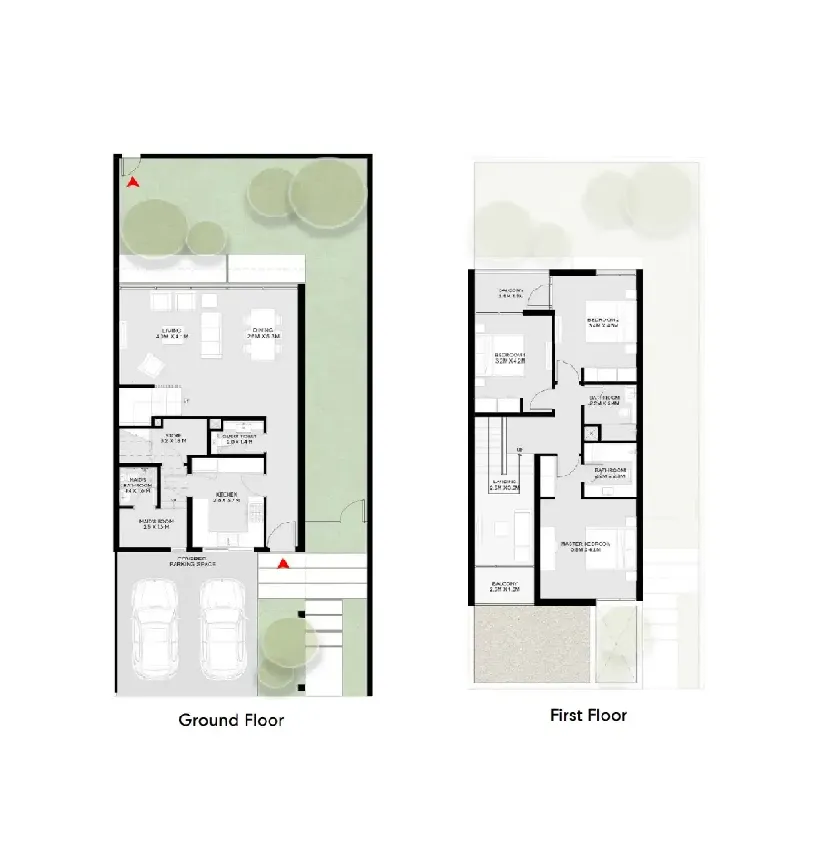 Masaar 3 Phases 1 and 2 3 bed floor plan, 2,342 sqft