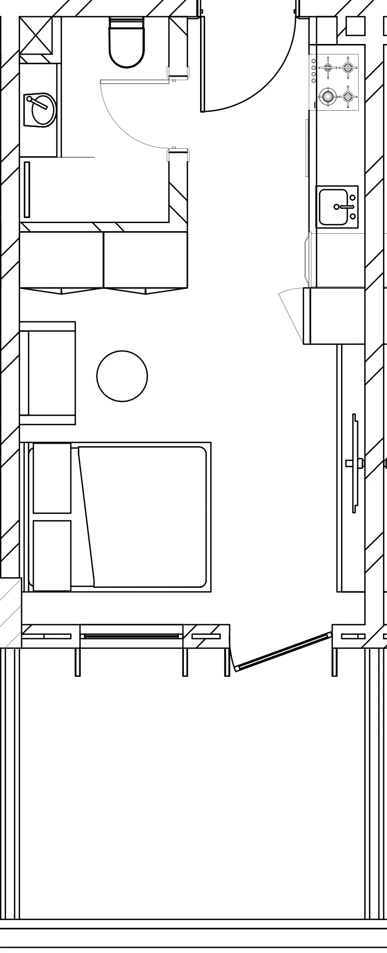 Berkeley Square Studio floor plan, 407 sqft