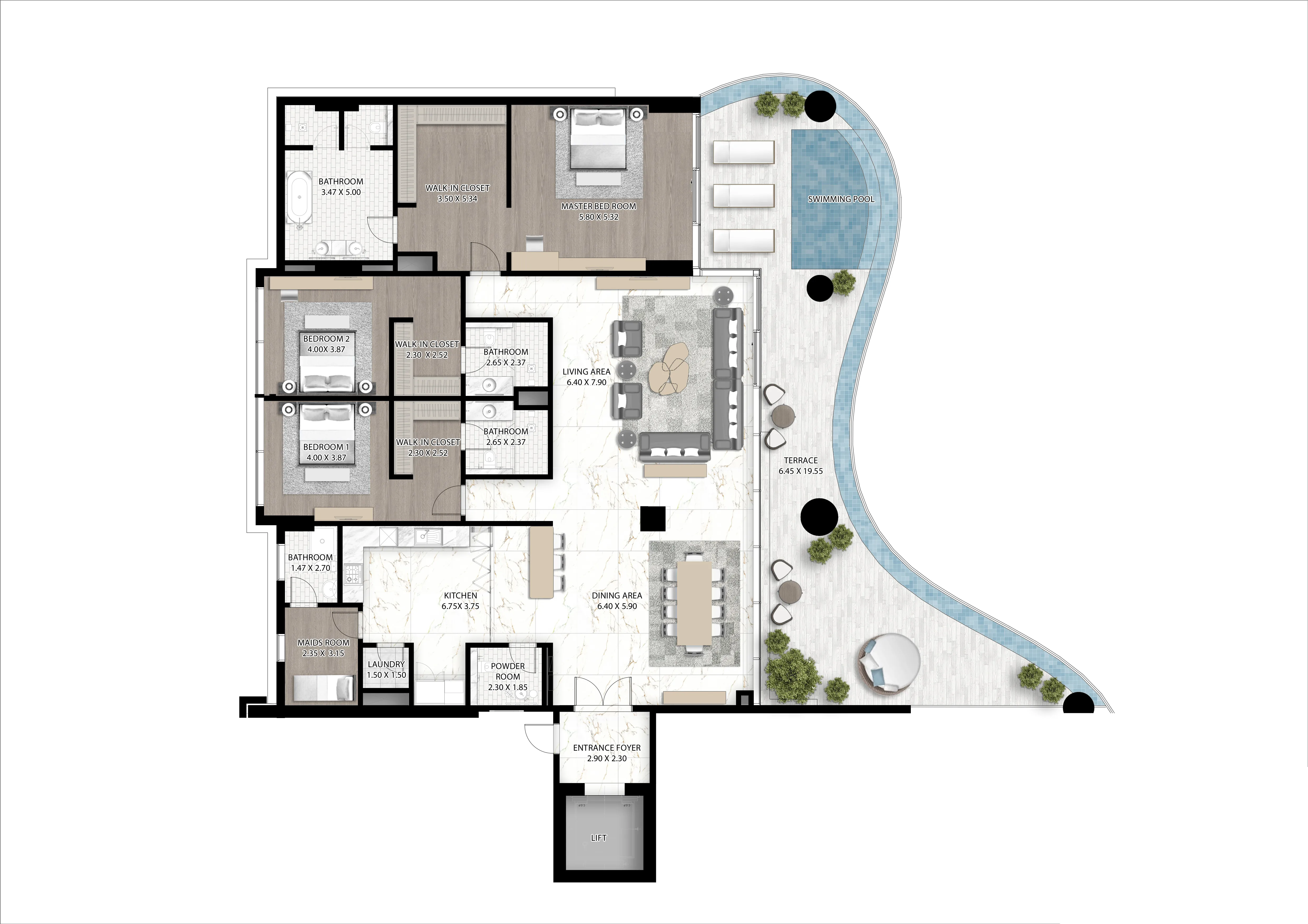 Cavalli Couture 3 bed floor plan, 4,456 sqft