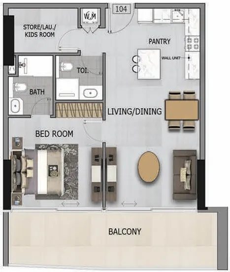 Altia One 1 bed floor plan, 866 – 1,147 sqft