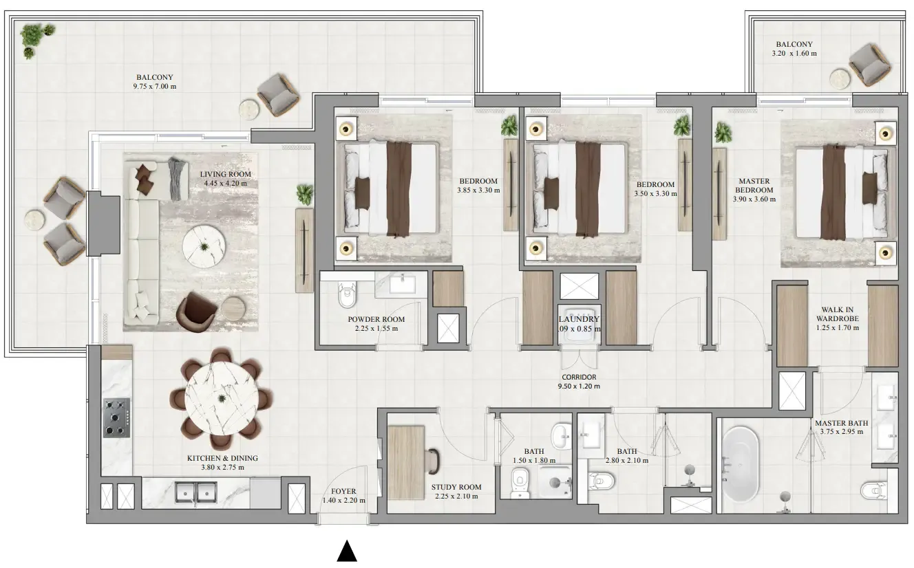 Greencrest 3 bed floor plan, 1,877 sqft
