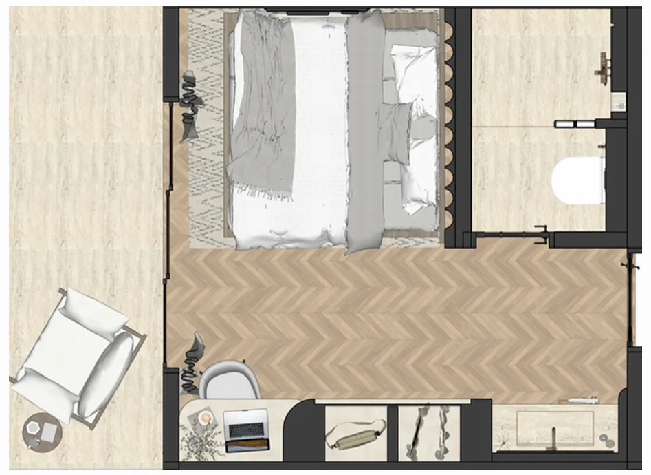 Azoria Living Suluban Studio floor plan, 301 sqft