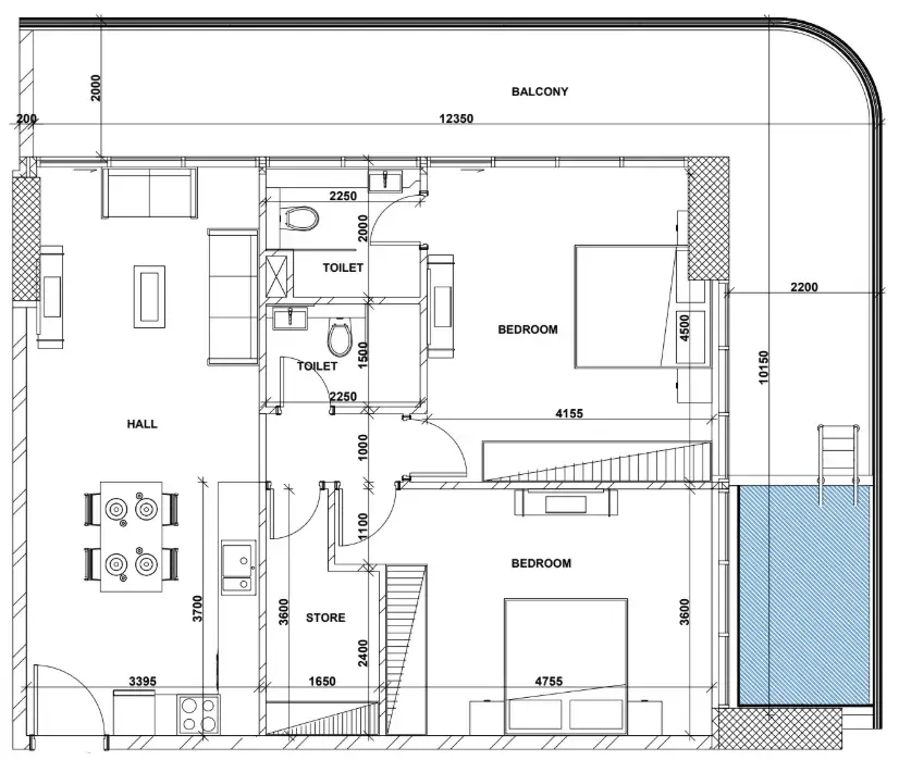 Peace Lagoons 2 2 bed floor plan, 1,388 sqft