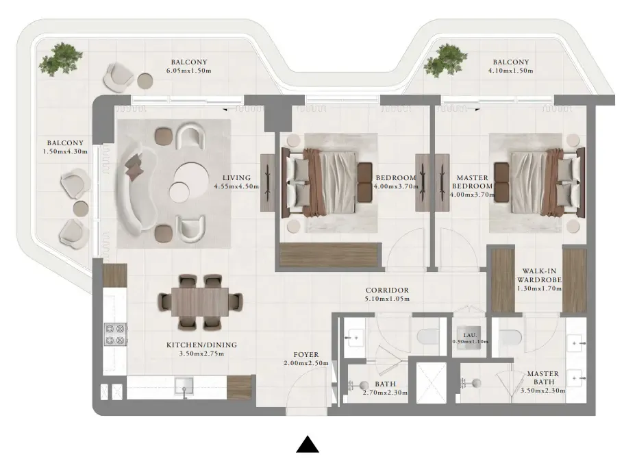 Sera 2 2 bed floor plan, 1,393 sqft