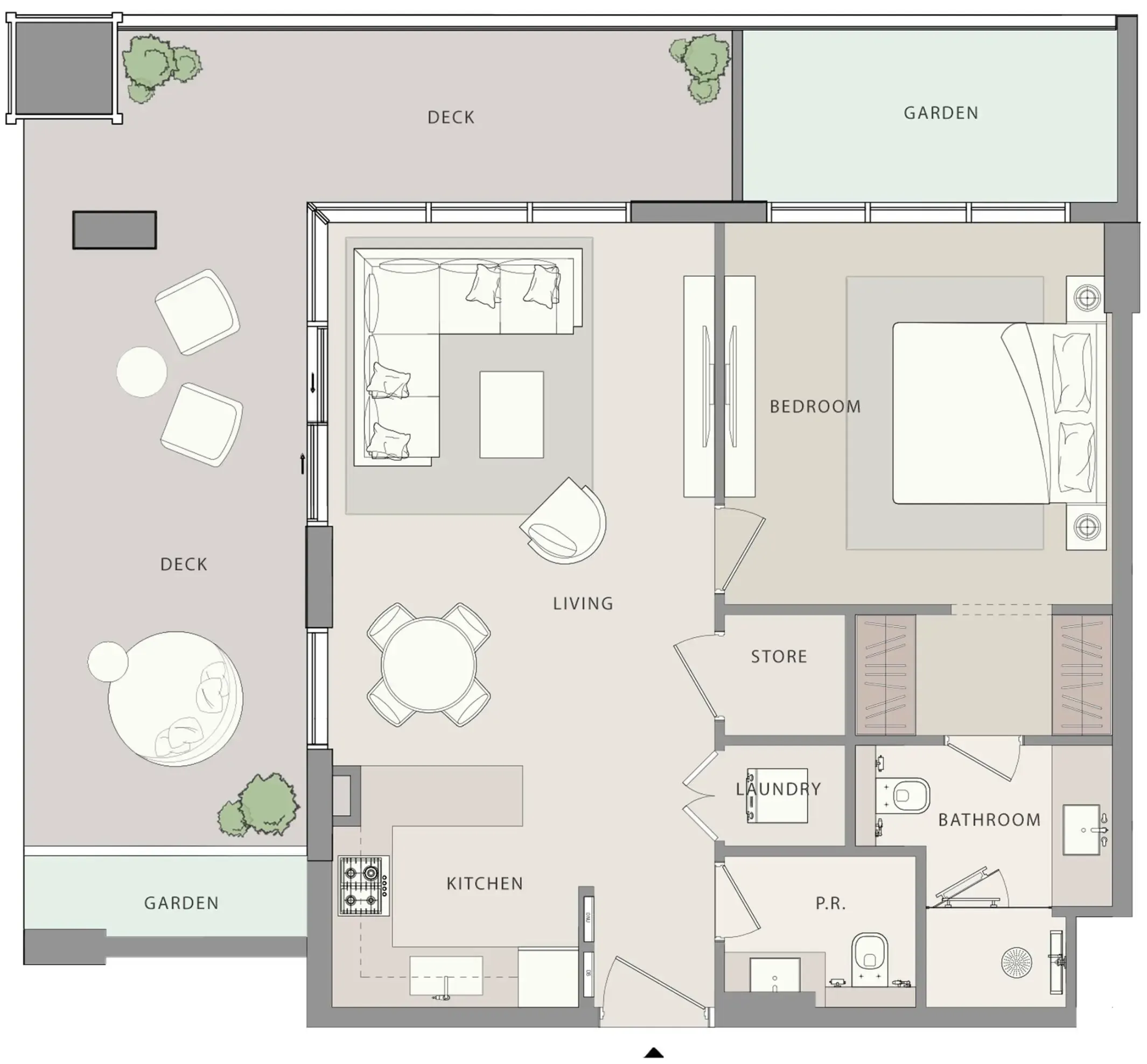 Uno-Luxe 1 bed floor plan, 1,115 sqft