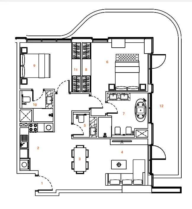 The Orchard Place Towers A & B 2 bed floor plan, 1,298 sqft