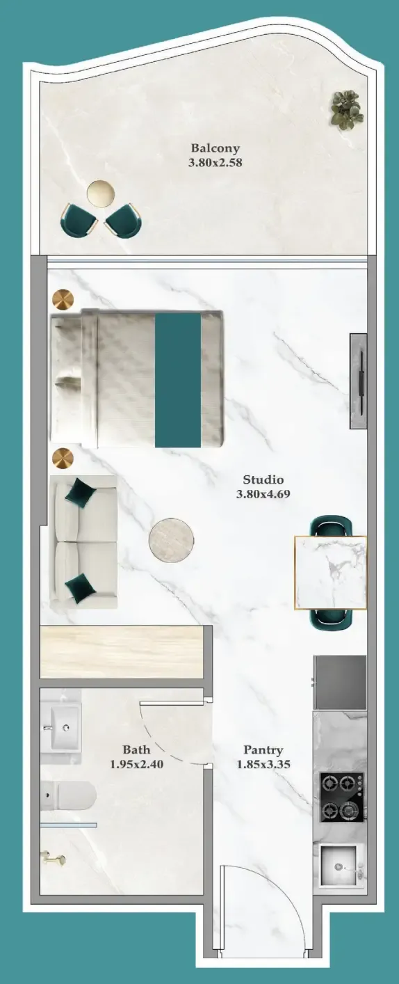 Breez Studio floor plan, 404 sqft