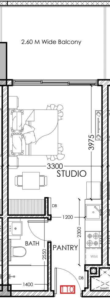 Al Haseen Residences 5 Studio floor plan, 377 sqft