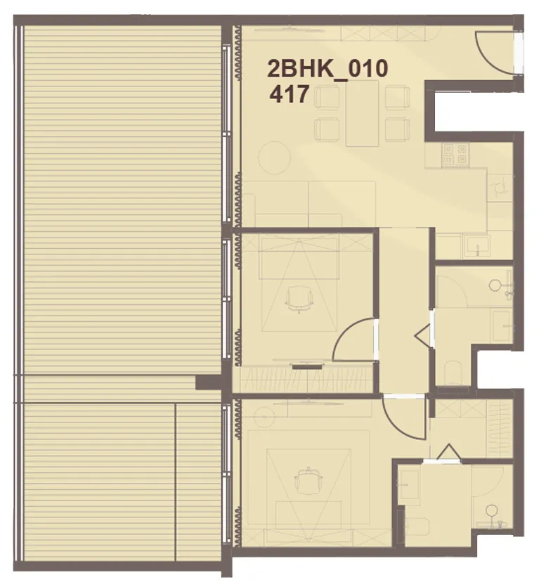 J-Haus Residence 2 bed floor plan, 1,290 sqft