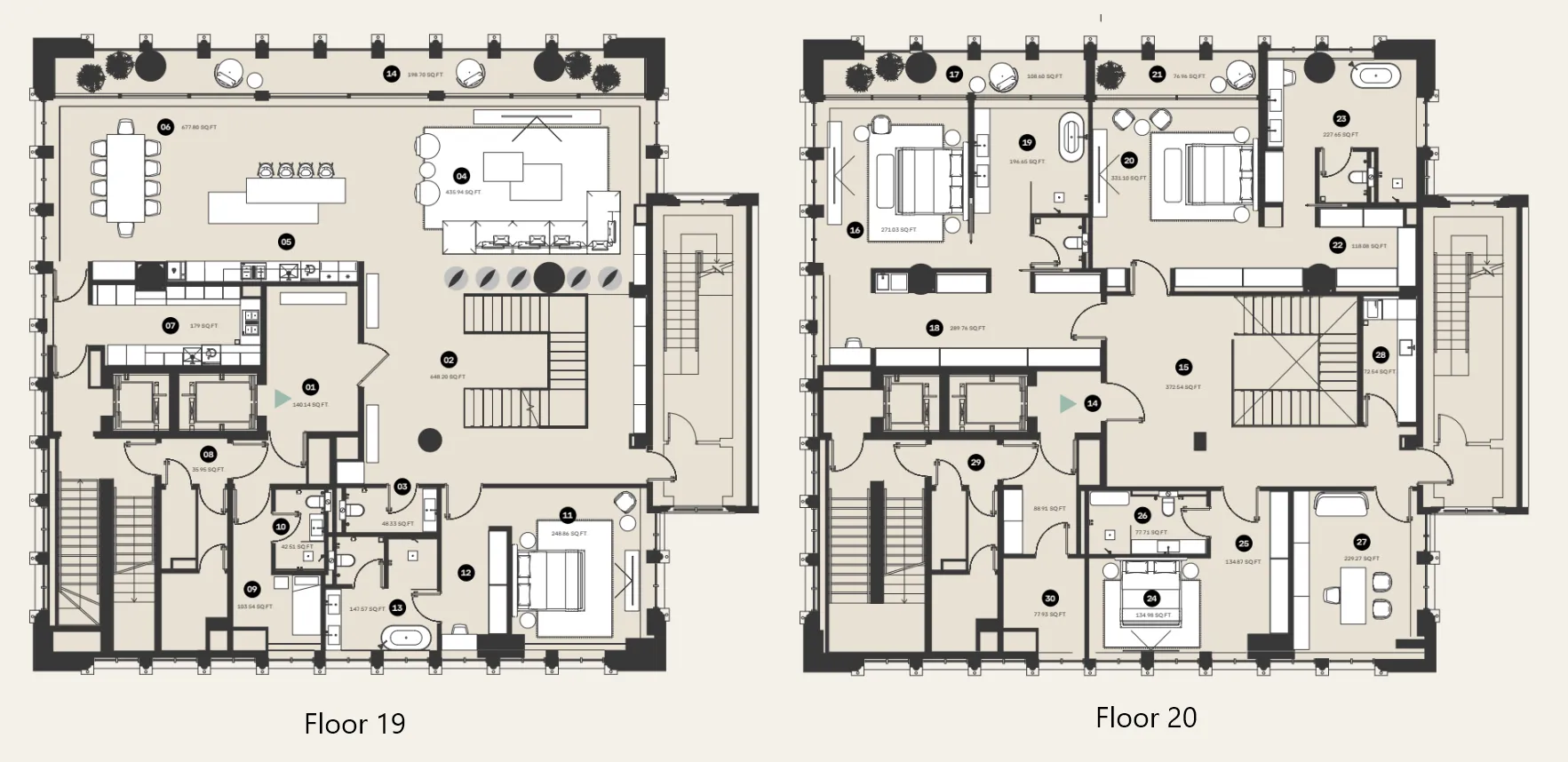 Waldorf Astoria Residences 4 bed floor plan, 3,400 sqft