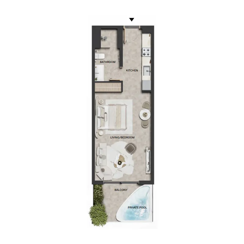 Weybridge Gardens 4 Studio floor plan, 546 sqft