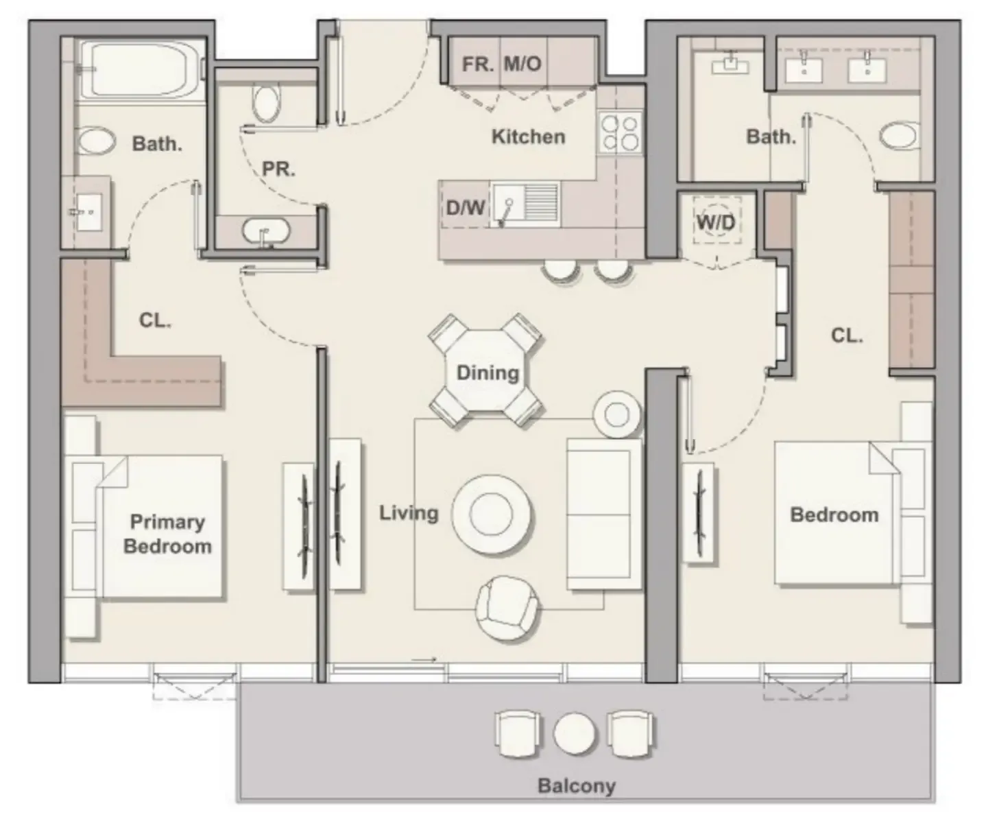Soto Grande 2 bed floor plan, 1,121 sqft