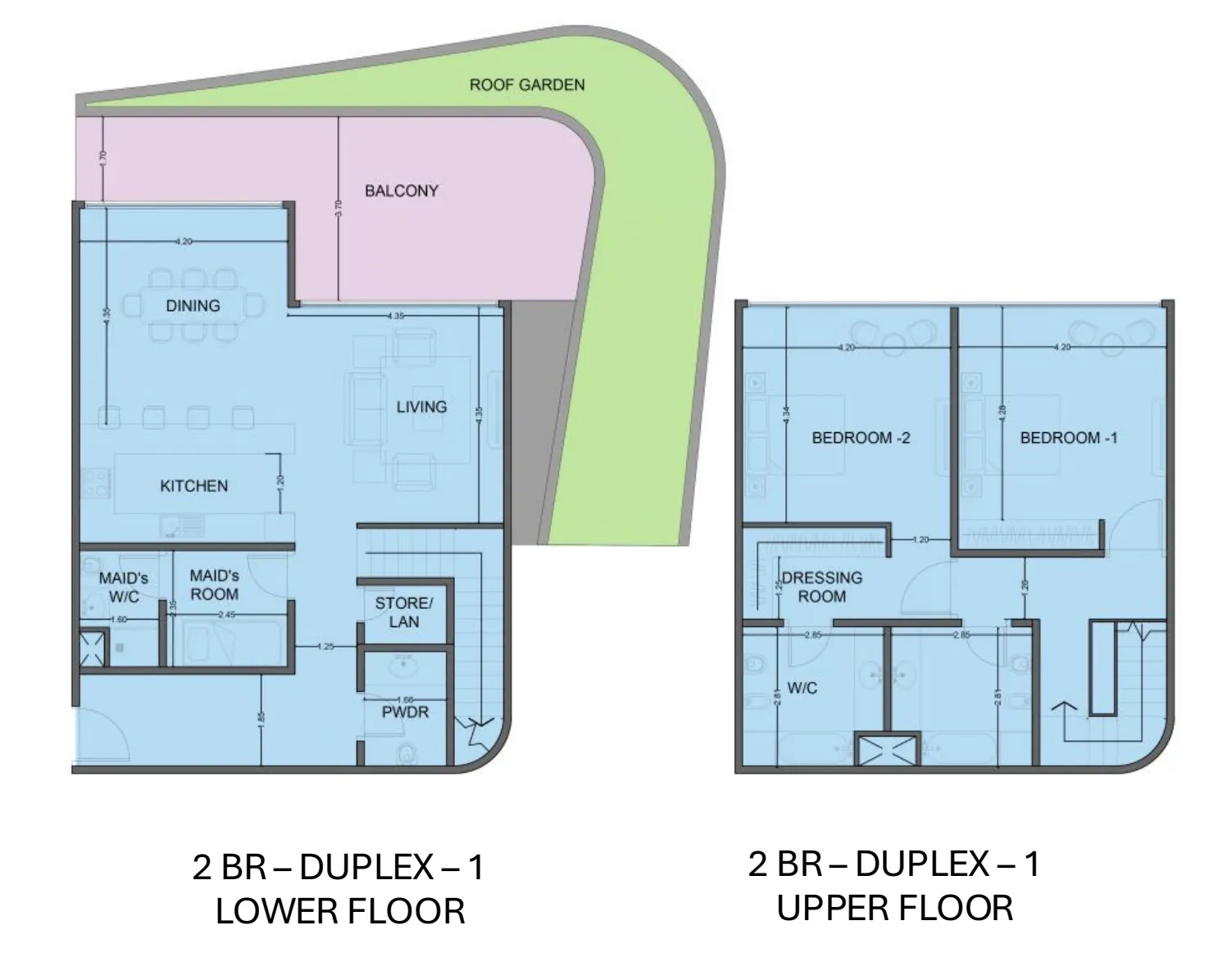 One Residence Al Reem Island 2 bed floor plan, 2,402 sqft