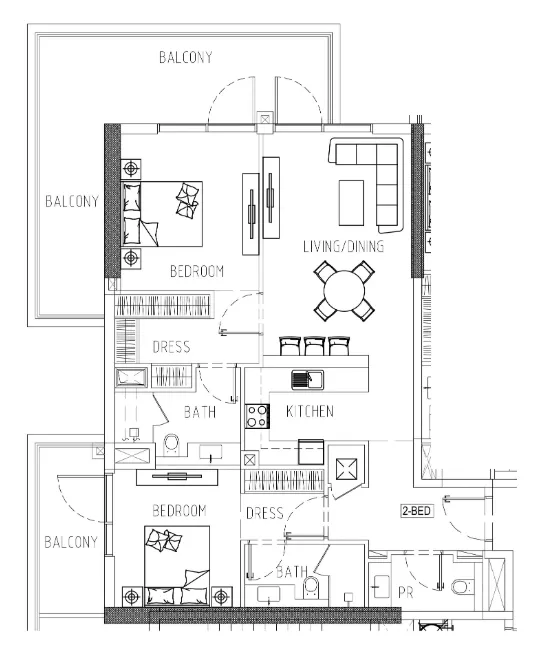Damac Riverside Views 2 bed floor plan, 1,369 sqft