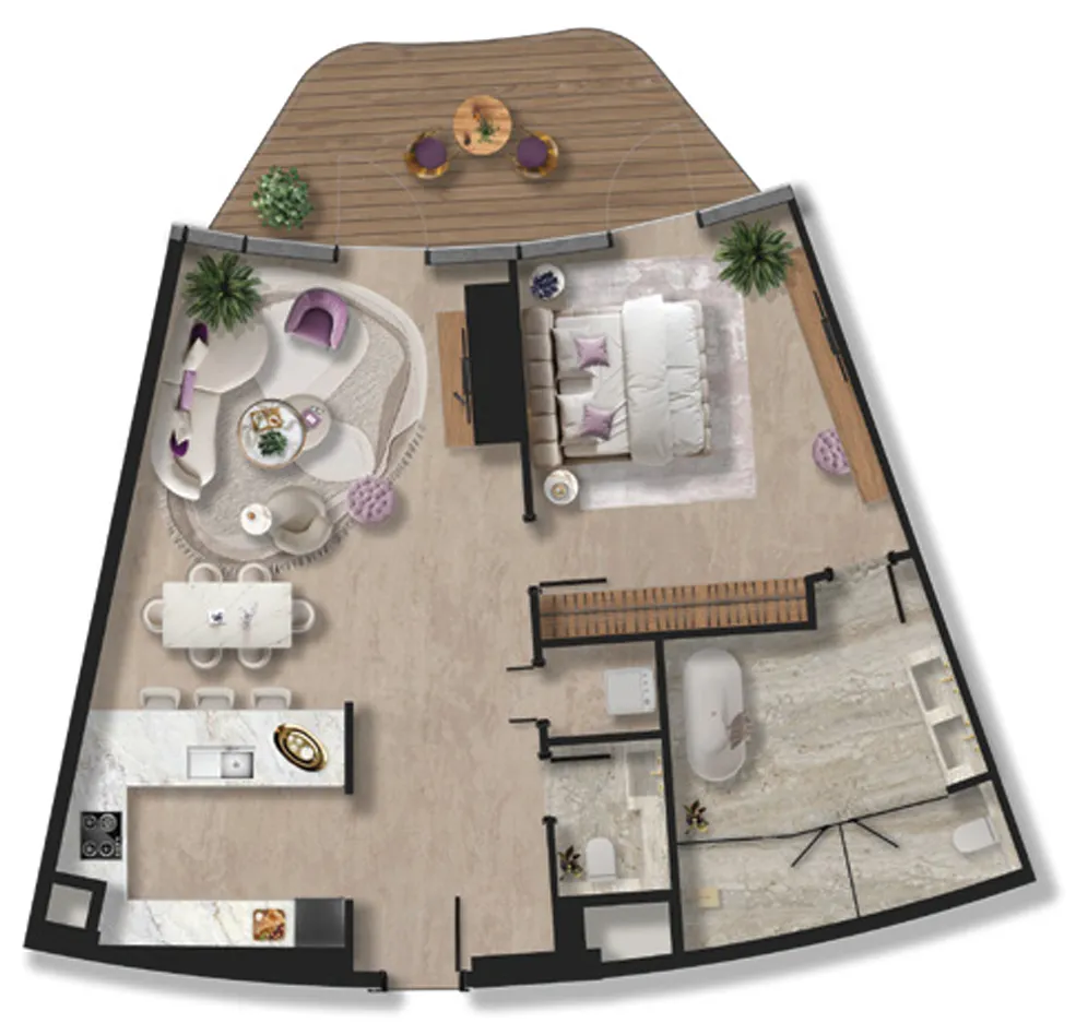 Taj Wellington Mews 1 bed floor plan, 1,311 sqft