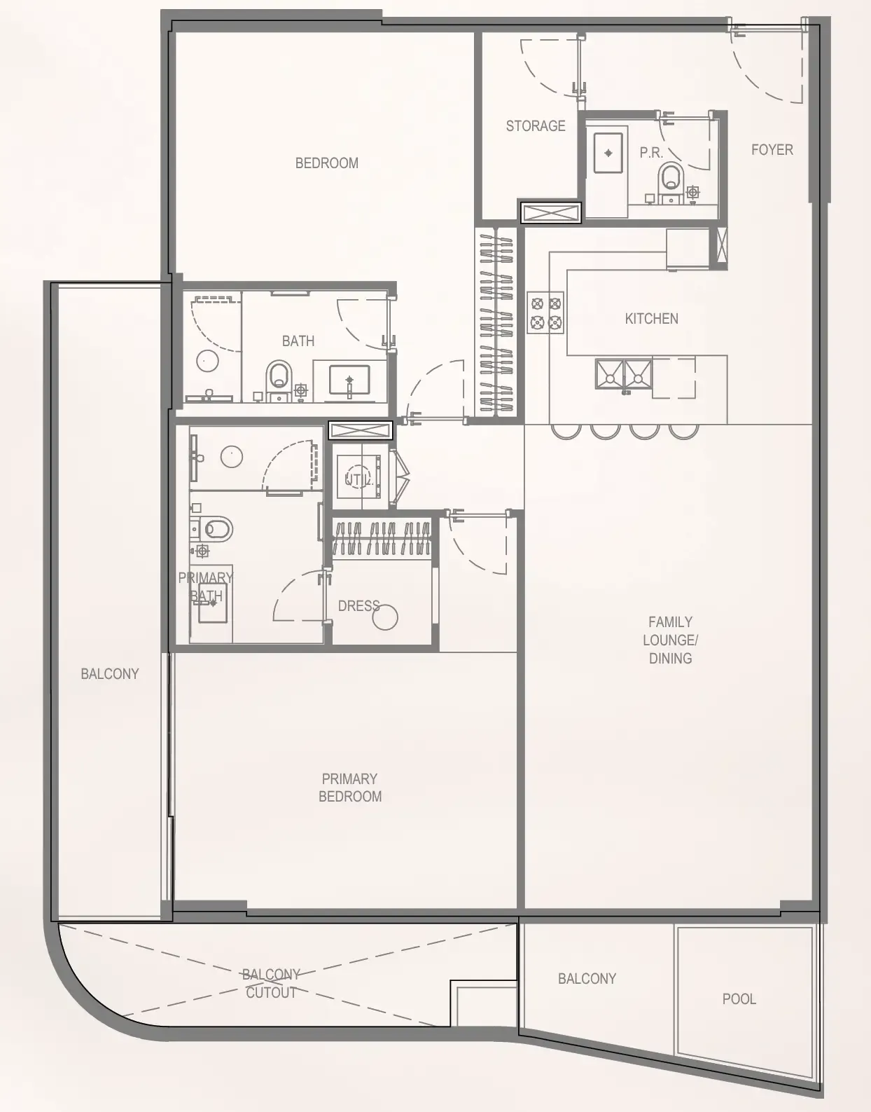 Bayview Boulevard 2 bed floor plan, 1,480 sqft