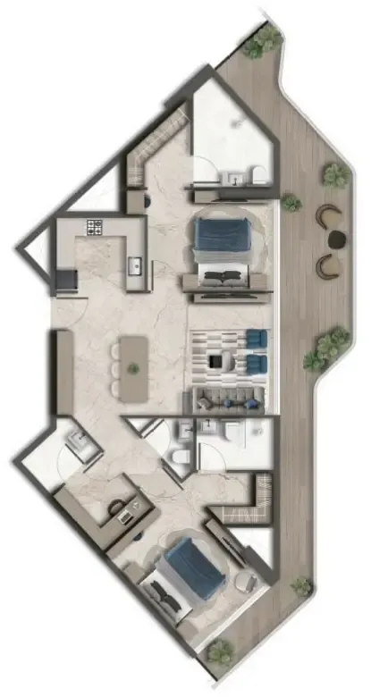 Treppan Vision 2 bed floor plan, 1,579 sqft