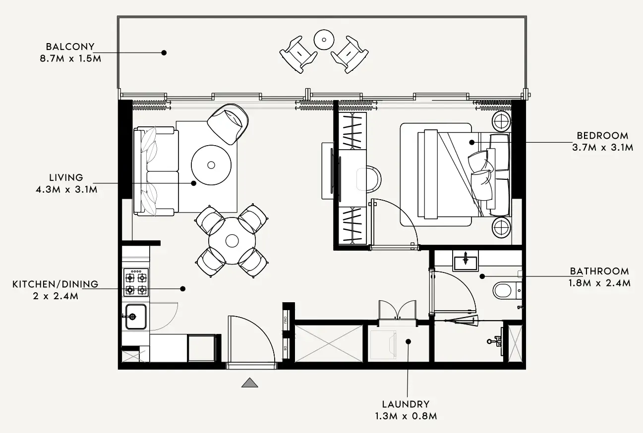 Azizi Milan 1 bed floor plan, 683 sqft