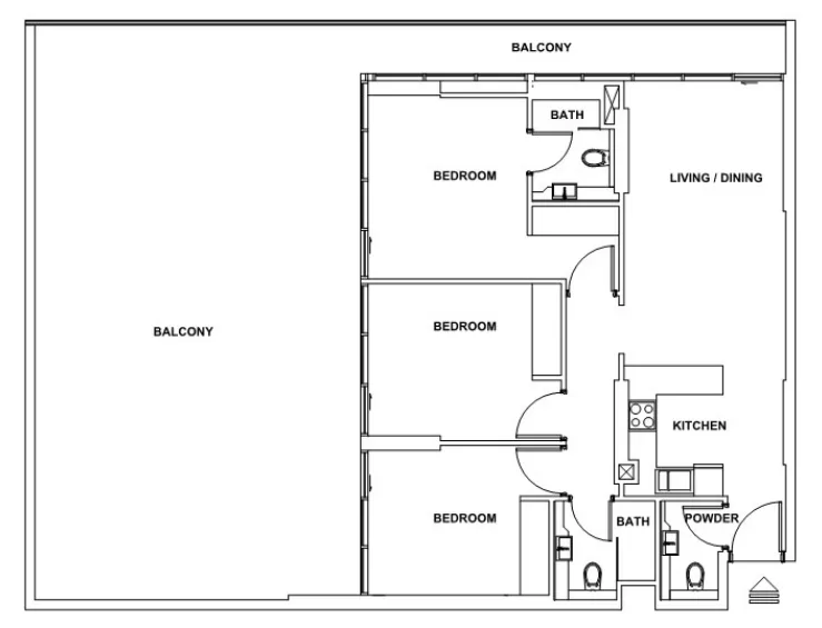 Sparklz 3 bed floor plan, 2,018 sqft