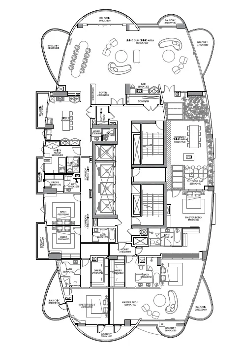 Marina Star 5 bed floor plan, 6,756 sqft