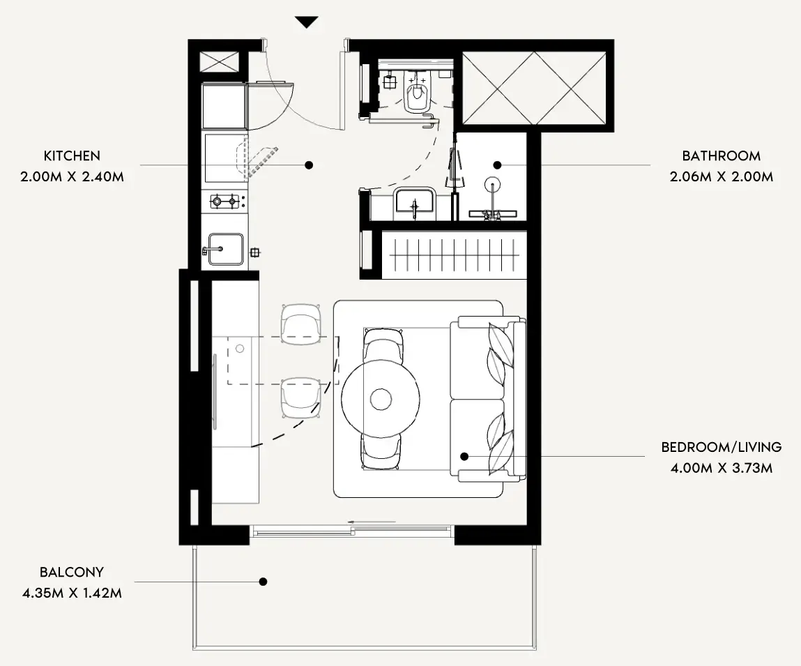 Azizi Leily Studio floor plan, 340 sqft