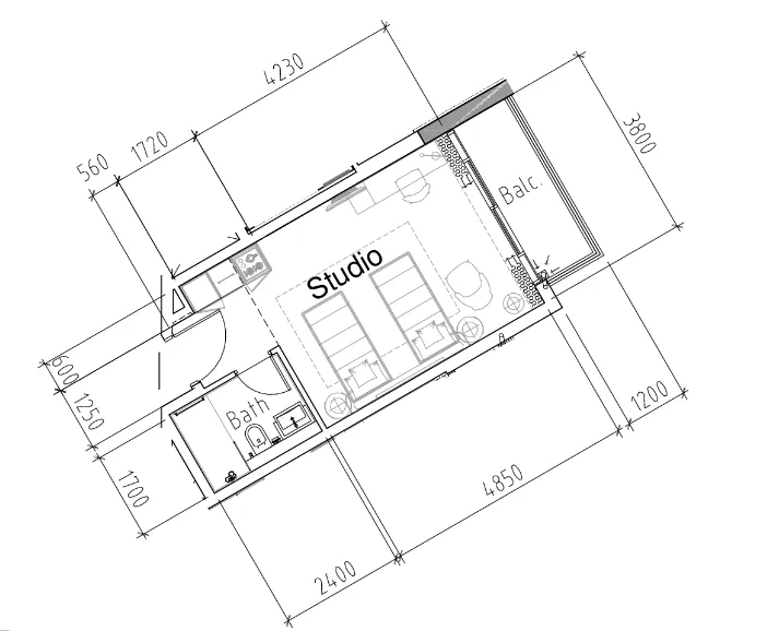 Damac Hills 2 - Hotel Edge by Rotana Studio floor plan, 354 sqft