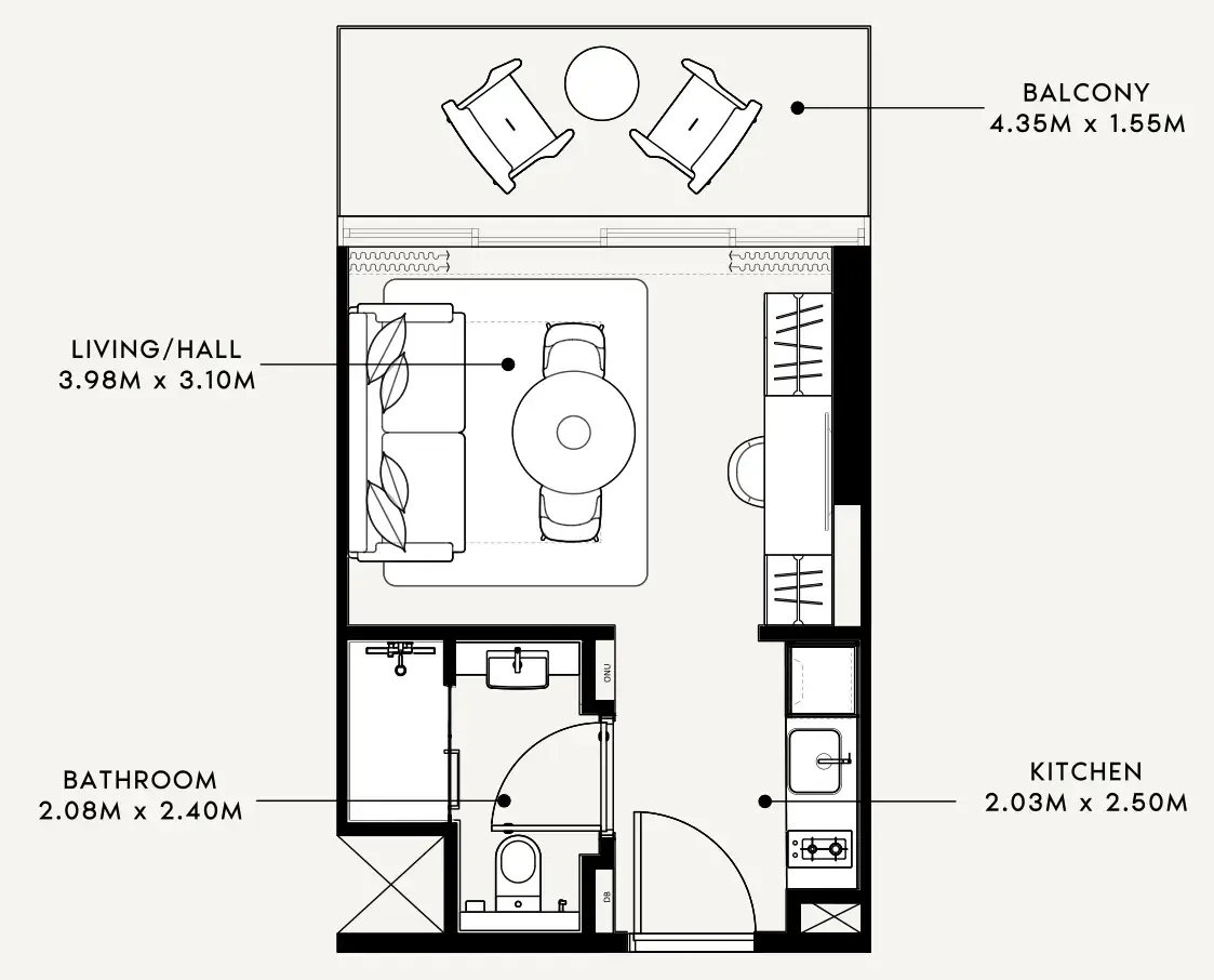 Azizi Milan Studio floor plan, 337 sqft