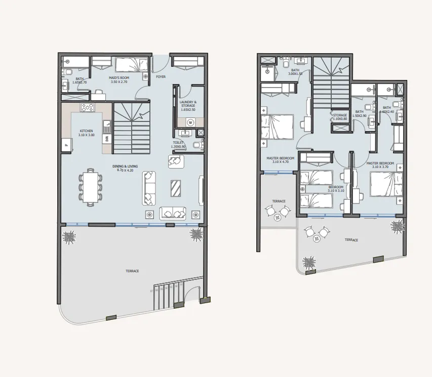 Baia 3 bed floor plan, 2,302 – 2,603 sqft