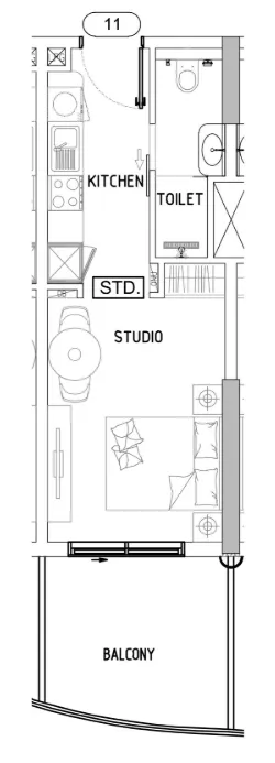 Damac Lagoons Views Phase 3 Studio floor plan, 403 sqft