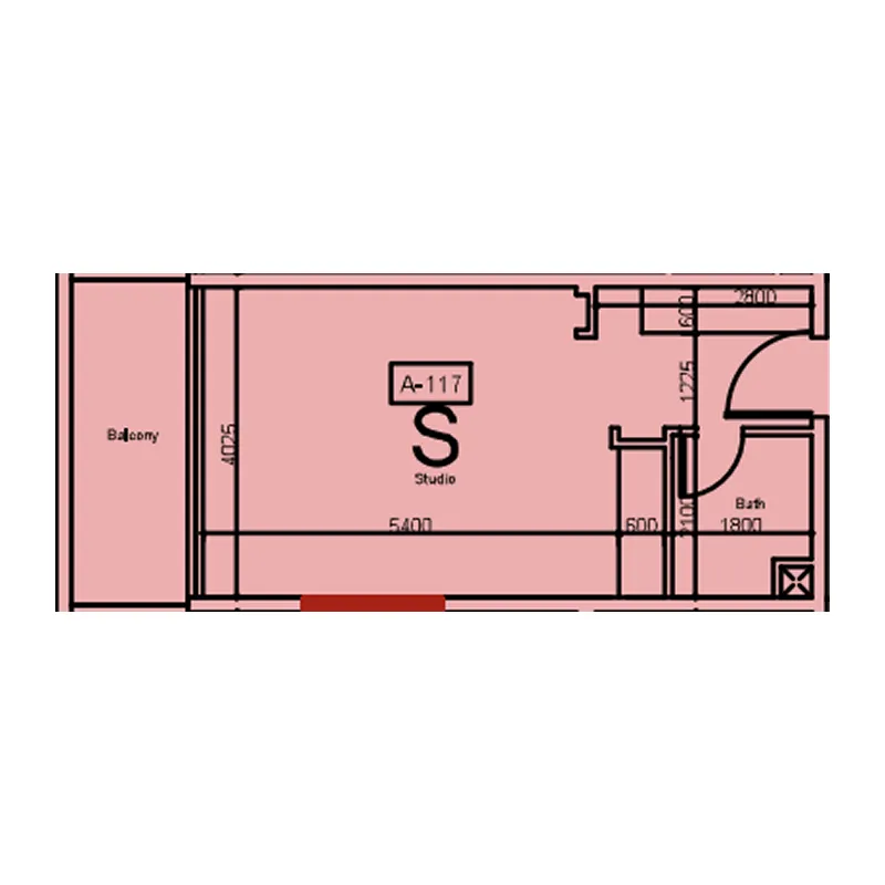 Green Source Studio floor plan, 455 sqft